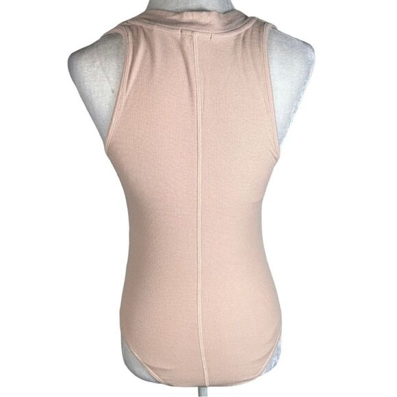 ATM Blush Nude Pink Super Soft Ribbed Sleeveless Bodysuit - Picture 3 of 7